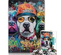 Puzzles pour Adolescents Graffiti Pug Puzzles Adultes 1000 pièces, idéal comme Cadeau pour Toute la Famille pour Les Enfants de 14 Ans et Plus 50x75cm