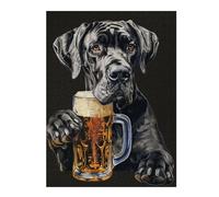 Puzzles pour Adolescents Great Dane Beer Puzzles Anti-Stress, Jouets pour Se Détendre À La Maison, Cadeaux d'anniversaire Et Cadeaux Uniques 52x38cm/1000pcs
