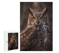 Puzzles pour Adolescents Great Horned Owl Portrait Puzzles pour Adultes Jeux Manuels Cadeaux pour Femmes Stimule Le Cerveau 1000 PCS
