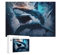 Puzzles pour Adolescents Great White Shark Emerging from Water Puzzles pour Adultes Jouets Anti-Stress Vacances À La Maison Passer Le Temps Interaction Parent-Enfant 300 PCS