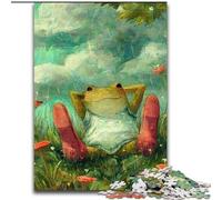 Puzzles pour Adolescents Grenouille Assise sur l'herbe, Jeux éducatifs, décoration d'intérieur, idéal comme Cadeau pour Toute la Famille (Taille 50x75cm)