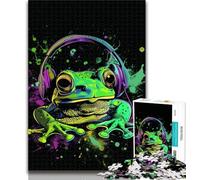 Puzzles pour Adolescents Grenouille avec écouteurs Puzzles pour Adultes 1000 pièces, Jouets éducatifs Jeux Anti-Stress Améliorer l'amour Entre Les Couples 26x38cm