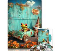 Puzzles pour Adolescents Grenouille conduisant Une Voiture Puzzle 1000 pièces pour Adultes et Adolescents, Cadeaux pour Amis et Famille pour Les 14 Ans 50x75cm