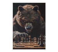 Puzzles pour Adolescents Grizzly Bear Chess Puzzles Anti-Stress, Jouets pour Se Détendre À La Maison, Cadeaux d'anniversaire Et Cadeaux Uniques 38x26cm/1000pcs