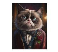 Puzzles pour Adolescents Grumpy Cat Fancy Suit Puzzles pour Adultes, Jeu De Réflexion, Décoration Intérieure, pour Toute La Famille 52x38cm/1000pcs