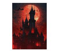 Puzzles pour Adolescents Halloween Castle with Full Moon -4 Puzzles pour Adultes Jeux Familiaux Difficile Difficile Est Idéal comme Cadeau 1000pcs(52x38cm)