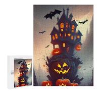 Puzzles pour Adolescents Halloween Haunted House Scene-2 Puzzles pour Adultes À Monter Soi-même, Décorations Murales, Idées Cadeaux pour Toute La Famille 500 PCS