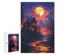 Puzzles pour Adolescents Halloween Haunted House Scene -3 Casse-tête pour Adolescents : Analyse Et Logique, Difficile Et Stimulant, Idéal comme Cadeau 1000 PCS