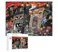 Puzzles pour Adolescents Halloween Horror Scene Puzzles pour Adultes Jouets Anti-Stress Vacances À La Maison Passer Le Temps Interaction Parent-Enfant 500 PCS