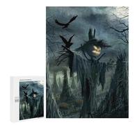 Puzzles pour Adolescents Halloween Scarecrow with Jack-o'-Lantern Head Puzzles pour Adultes À Monter Soi-même, Décorations Murales, Idées Cadeaux pour Toute La Famille 500 PCS