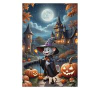 Puzzles pour Adolescents Halloween Witch Cat with Pumpkins-1 Puzzles pour Adultes Jeux Relaxants Cadeaux De Décoration Parfaits pour Les Amis Et La Famille 1000pcs(75x50cm)
