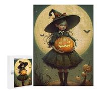 Puzzles pour Adolescents Halloween Witch with Jack-o'-Lantern Puzzles pour Adolescents : Améliorent La Mémoire. Chaque Pièce Est Unique - Idée Cadeau d'anniversaire Unique 500 PCS