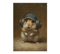 Puzzles pour Adolescents Hamster with Headphones Puzzle pour Adultes, Jeu Manuel, Course De Vitesse, Cadeau d'anniversaire, Cadeaux, 1000pcs(38x26cm)