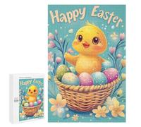 Puzzles pour Adolescents Happy Easter Chick with Eggs Puzzles pour Adultes, Jouets Anti-Stress, Difficile, Cadeau d'anniversaire, Cadeaux, 1000 PCS