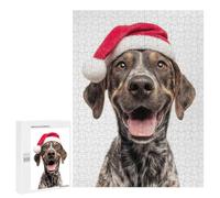Puzzles pour Adolescents Happy Plott Hound Dog Wearing Santa Hat Puzzles pour Adolescents - Décoration Murale - Cadeau Unique pour Anniversaire Et Noël