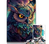 Puzzles pour Adolescents Hibou psychédélique, Aidez Le Cerveau à exercer des Jouets addictifs pour cultiver la Patience, Cadeau pour Les Anniversaires (75x50cm)