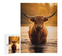 Puzzles pour Adolescents Highland Cow in The Water Puzzles pour Adolescents : Améliorent La Mémoire. Chaque Pièce Est Unique - Idée Cadeau d'anniversaire Unique 500 PCS