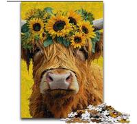 Puzzles pour Adolescents Highland Cow Jeu Stimulant Jouets à Offrir en Cadeau pour Toute la Famille à partir de 14 Ans 50x75cm