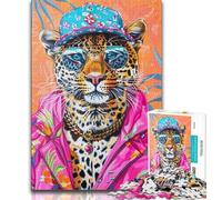 Puzzles pour Adolescents, Hip-hop, Motif léopard, Jouets addictifs pour la décoration de la Maison (Taille 38x26cm)