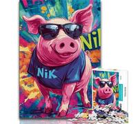 Puzzles pour Adolescents Hip Hop Pig Teenager Jigsaw, idéal comme Cadeau pour Toute la Famille Convient aux Adolescents de 14 Ans et Plus (Taille 38x26cm)