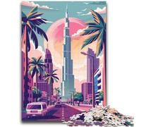 Puzzles pour Adolescents : Horizon de Dubaï avec Palmiers, 1000 pièces, à partir de 14 Ans, décoration Murale, Cadeaux d'anniversaire et Cadeaux Uniques, 1000 pièces (50x75cm)