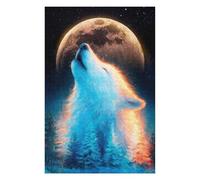 Puzzles pour Adolescents Howling Wolf Under The Moon Puzzles pour Adultes, Jouets Anti-Stress, Décoration Murale, Cadeaux De Noël Et d'anniversaire 75x50cm/1000pcs