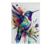 Puzzles pour Adolescents Hummingbird Watercolor Bir Puzzles Anti-Stress, Jouets pour Se Détendre À La Maison, Cadeaux d'anniversaire Et Cadeaux Uniques 38x26cm/1000pcs