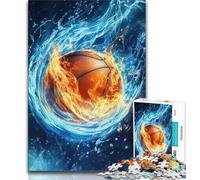 Puzzles pour Adolescents Ice and Fire Basketball Puzzles pour Adolescents 1000 idée Cadeau d'anniversaire pour Adultes Jeu Familial et Passe-Temps 38x26cm