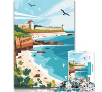 Puzzles pour Adolescents, Illustration de forteresse côtière, Puzzle de 1 000 pièces pour Adultes et Adolescents, Jouets éducatifs, décoration d'intérieur et Cadeaux Uniques, 75x50cm