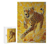 Puzzles pour Adolescents Impasto Cheetah Running - Bold Brushstroke Art Puzzles pour Adultes Jeux Relaxants Qui Améliorent La Mémoire Cadeaux Uniques pour Un Anniversaire Et Noël 300 PCS