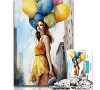 Puzzles pour Adolescents Impression Artistique « Joyeuse Fille » 1 000 pièces Cadeaux pour Adolescents décoration Murale Moderne à Faire soi-même Cadeau Unique pour la Maison (38x26cm)