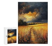 Puzzles pour Adolescents Impressionist Inspired Storm Over Golden Fields Puzzle pour Adultes Jeux en Famille Une Œuvre d'art Interaction Parent-Enfant 300 PCS