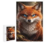 Puzzles pour Adolescents Intense Fox Portrait with Blue Eyes Puzzles pour Adultes, Jeu Manuel, Course De Vitesse, Activités Amusantes À La Maison, 1000 PCS