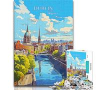 Puzzles pour Adolescents Irlande Dublin Voyage, Aidez Le Cerveau à exercer des Jouets addictifs pour cultiver la Patience Décoration Parfaite (38x26cm)