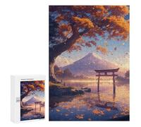 Puzzles pour Adolescents Japanese Autumn Landscape with Torii Gate Puzzle Anti-Stress pour Adolescents Chaque Pièce Est Unique - Idéal comme Cadeau pour Toute La Famille 300 PCS