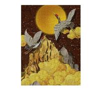 Puzzles pour Adolescents Japanese Cranes Moon Gold Puzzle pour Adultes : Jeu Manuel Amusant Et Stimulant, 52x38cm/1000pcs