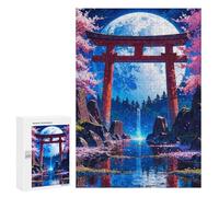 Puzzles pour Adolescents Japanese Moonlit Waterfall Puzzles pour Adultes, Jeux en Famille, Découpe De Précision, Difficile Et Stimulant 300 PCS