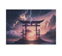 Puzzles pour Adolescents Japanese Torii Gate Lightning Storm Puzzles pour Adultes : des Jouets À Monter Soi-même, Amusants Et Originaux, Parfaits pour Un Anniversaire Ou Noël