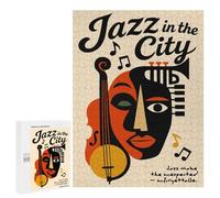 Puzzles pour Adolescents Jazz in The City Poster Puzzles pour Adultes À Monter Soi-même, Décorations Murales, Idées Cadeaux pour Toute La Famille 500 PCS