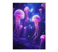 Puzzles pour Adolescents Jellyfish Glowing Squad Puzzles pour Adultes, Jouets À Monter Soi-même, Décoration Parfaite, Interaction Parent-Enfant 38x26cm/1000pcs