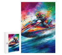Puzzles pour Adolescents Jet Ski Watercolor Art Puzzles pour Adolescents : Améliorent La Mémoire. Chaque Pièce Est Unique - Idée Cadeau d'anniversaire Unique 1000 PCS