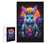 Puzzles pour Adolescents King Neon Rabbit Puzzle Adulte - Décoration Murale - Découpe De Précision pour Les Gamers 1000 PCS