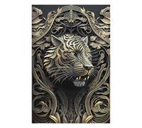 Puzzles pour Adolescents King Tiger Golden Art Deco Puzzle Adulte, Jeu Familial, Difficile, Cadeau d'anniversaire, Cadeaux, 75x50cm/1000pcs