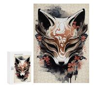 Puzzles pour Adolescents Kitsune Fox Mask Ink Wash Puzzles pour Adultes - Jeu Manuel - Niveau De Difficulté Élevé - Idée Cadeau Originale pour Un Anniversaire 300 PCS