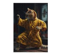 Puzzles pour Adolescents Kung Fu Cat in Yellow Robe Puzzles pour Adultes, Jouets, Décoration Murale, Cadeaux Et Idées Cadeaux Uniques pour Anniversaires 38x26cm/1000pcs