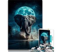 Puzzles pour Adolescents La Lune et l'Éléphant Puzzles pour Adolescents, Staycation Kill Time avec des pièces de Formes aléatoires entièrement emboîtables (Taille 38x26cm)