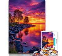 Puzzles pour Adolescents Lac au Coucher du Soleil pour Adultes et Adolescents Jouets éducatifs Jeux Anti-Stress Collection d'artistes Beaux-Arts (50x75cm)