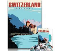 Puzzles pour Adolescents Lac Léman Suisse Puzzle 1000 pièces pour Adultes et Adolescents, Anti-Stress Staycation Kill Time Cadeau Amusant 75x50cm