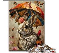 Puzzles pour Adolescents Lapin avec Parapluie Jouets de Divertissement Familial Jeu éducatif pour Anniversaire, Noël pour Les 14 Ans et Plus (Taille 26x38cm)