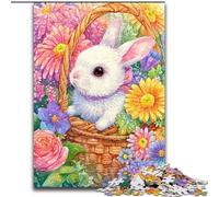 Puzzles pour Adolescents, Lapin Fleuri, Jouets stimulants, décoration Murale, Cadeaux d'anniversaire et de Noël Uniques (Taille 26x38cm)
